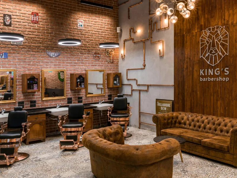 Ambiente da Barbearia com sofá e bancadas